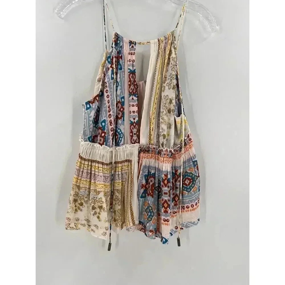Free People “Bellini” Patchwork Adjustable Tank Oversized Small BOHO Festival EC - Picture 3 of 11